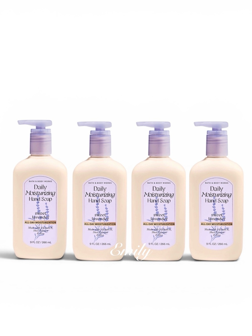 4X Bath & Body Works SWEET LAVENDER Daily Moisturizing Hand Soap 9 fl oz Set